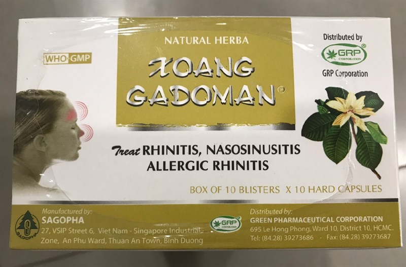 Xoang Gadoman - Trị viêm mũi, viêm xoang...(H*10vỉ*10viên) - DP Sài Gòn