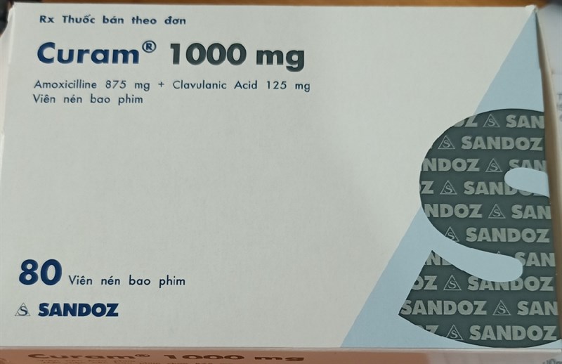 Curam 1000mg (Amoxicillin 875mg/Clavulanic acid 125mg) (Hộp 10vỉ x 8 viên) - Slovenia/Sandoz