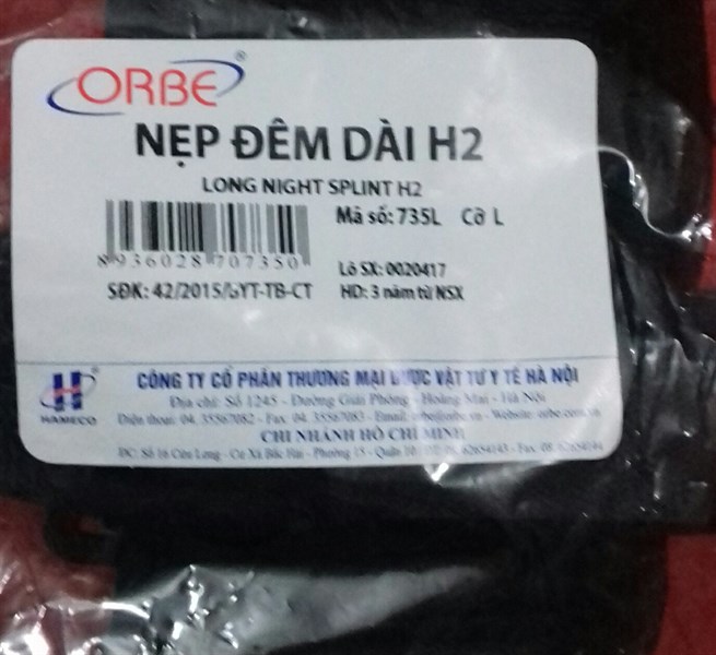 Nẹp đêm dài H2 cỡ L - VTYT Hà Nội