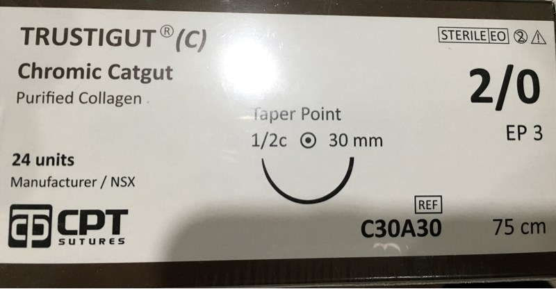 Chỉ Trustigut (Chromic Catgut) số 2/0 - C30A30 (H*24sợi) - CPT Việt Nam