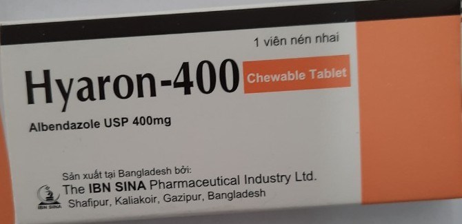 Hyaron 400 (Albendazol 400mg (H*1viên) - Bangladesh (Hộp)