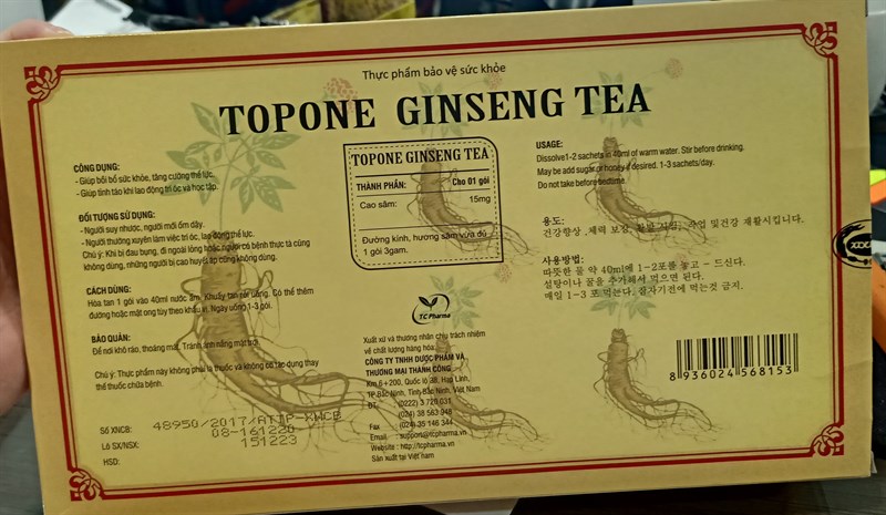 Chè sâm 3g TOPONE ginseng tea (H*100gói*3g) - Thành Công 3