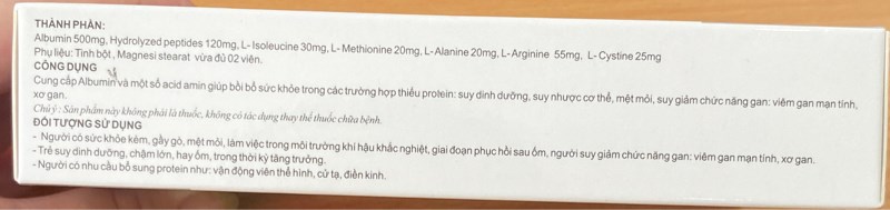Jamin (Cung cấp Albumin và một số acid amin) (Hộp 3 vỉ x 10 viên) - Santex 2