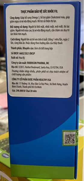 FIL (Sáng mắt, bổ não, khỏe tim) (Lọ*30viên) - Healthy USA 2