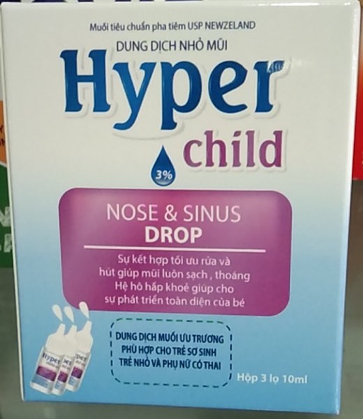 Dung dịch nhỏ mũi Hyper child (Hộp 3 lọ 10ml ) - Hải Dương (QT Tâm Việt)