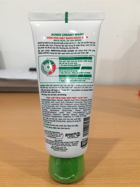 Kem rửa mặt ngăn ngừa mụn (Acnes creamy wash) 50g - Rohto/VN 2
