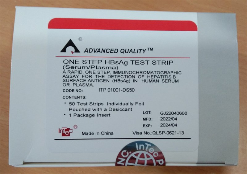One Step HbsAg Test (Định tính phát hiện kháng nguyên bề mặt siêu vi B (HBsAg) (Hộp 50 test) - Intec/TQ 2