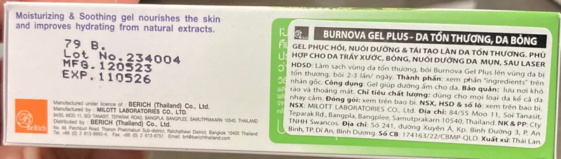 Burnova Gel Plus 25g - Da tổn thương, da bỏng - Thái Lan 2