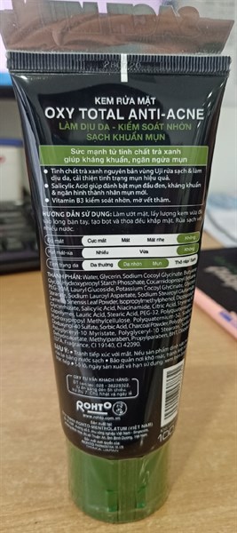 Kem rửa mặt sạch khuẩn mụn (Oxy Total anti - acne) 100g - Rohto/VN 2
