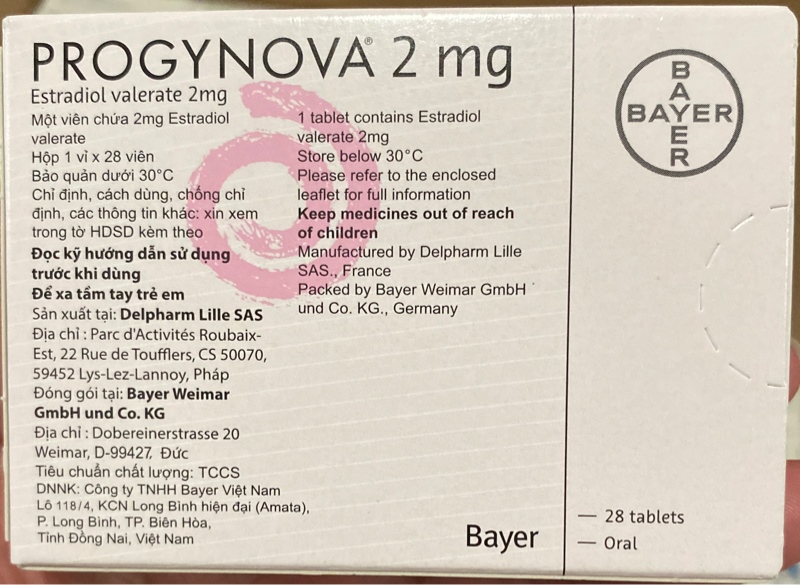 Progynova 2mg (H*1vỉ*28viên) - Pháp 2