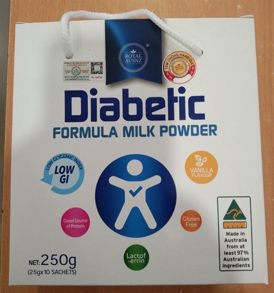 Sữa tiểu đường - Royal Ausnz Diabetic Formula Milk Powder (Hộp 10 gói x 25g) - Australia