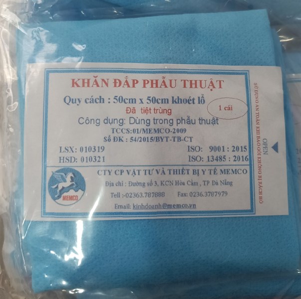 Săng mổ có lỗ (Khăn đắp phẫu thuật) 50cm x 50cm - Memco