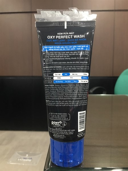 Kem rửa mặt Oxy Perfect Wash 100g (cực mát lạnh, sạch bã nhờn, ngừa khuẩn mụn) - Rohto/VN 2