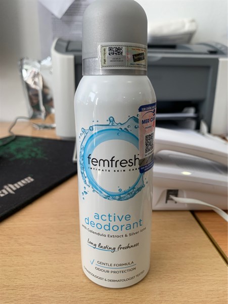 Xịt Femfresh Active deodorant 125ml (Xanh dương) - UK(American)