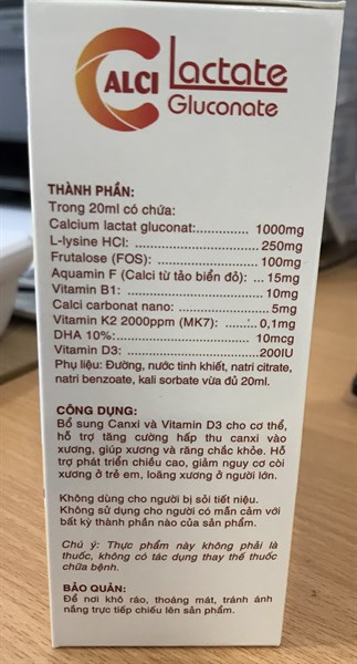 Calci Lactate Gluconate từ tảo biển đỏ Pulipha Bổ sung calci và vitamin D3 cho cơ thể (H20 ống x 10ml) 2