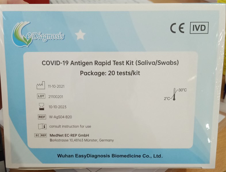 Khay thử xét nghiệm Sars-CoV-2 bằng nước bọt (Chủng loại: Covid - 19 Antigen Rapid Test kit) (Saliva/Swabs) (H*20test) - Trung Quốc