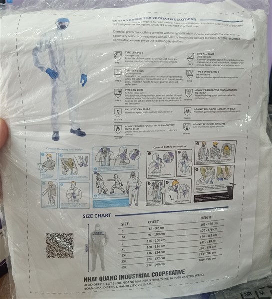 Bộ áo liền quần chống hóa chất, phòng dịch - VinGuard/VN 2