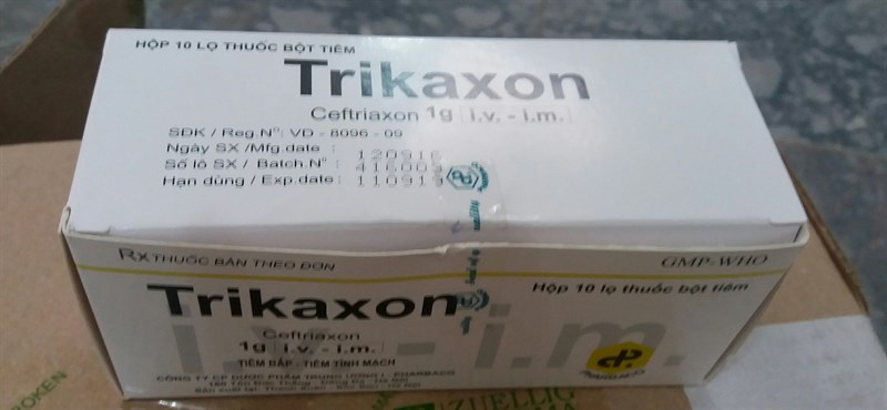 Trikason 1g (Ceftriasol 1g * Hộp 10 lọ ko kèm nước cất ) TW1