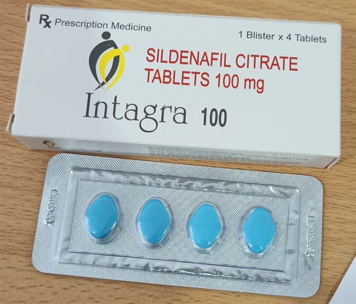 Intagra 100 (Sildenafil 100mg) (Điều trị rối loạn cương dương) (H*1vỉ*4viên) - India