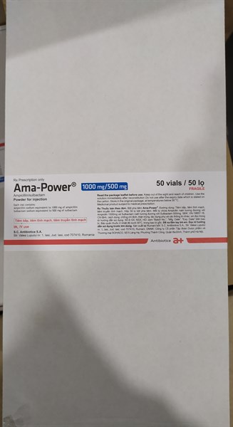 Ama Power (Ampicilin 1g + sulbactam 0.5g) (Hộp*50lọ) - S.C.Antibiotice S.A/Romania