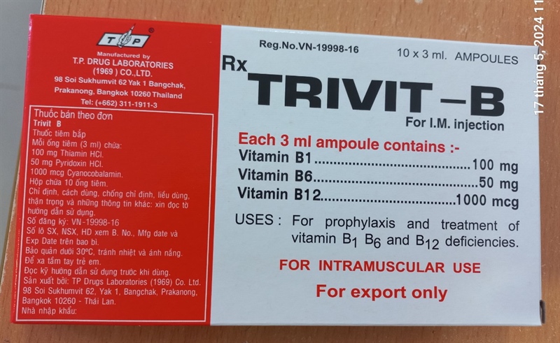 Trivit - B (Hộp 10 ống x 3ml) - Thái Lan