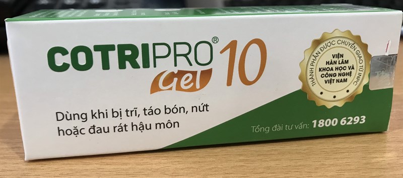 Cotripro gel 10gr (Dùng khi bị trĩ, táo bón, nứt hoặc đau rát hậu môn) - Đại Bắc