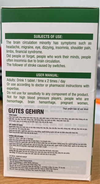 Gutes Gehirn (Giúp hoạt huyết) (Lọ 60viên) - Germany (P&D Pharma) 2