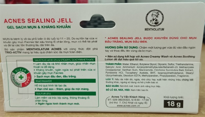 Gel sạch mụn & kháng khuẩn (Acnes sealing jell) 18g - Rohto/VN 2