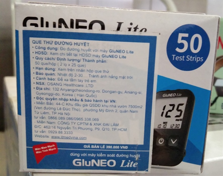 Que thử đường huyết Gluneo lite (Hộp 2 lọ x 25 que) - Osang/Hàn Quốc 2