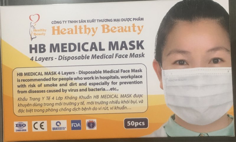 Khẩu trang trắng 4 lớp - HB Medical Mask (H*50cái) - Healthy Beauty