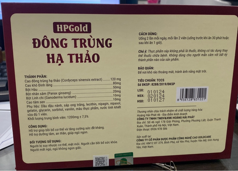 HP Gold Đông trùng hạ thảo (Hộp 2 lọ x 30 viên) - Hoàng Hải Phát (KHÔNG XUẤT) 2