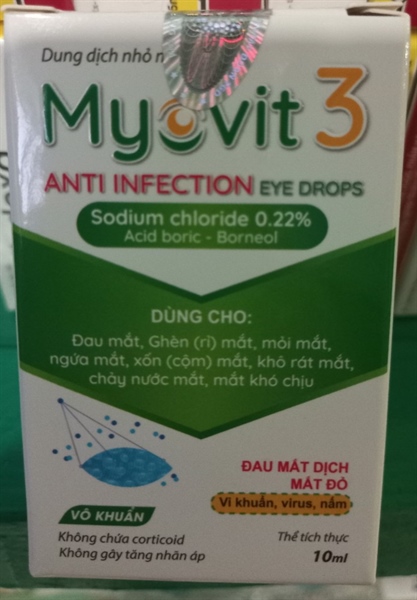 Dung dịch nhỏ mắt Myovit 3 Anti Infection 10ml - Dahago
