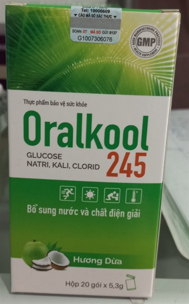 Oralkool 245 hương dừa (Bổ sung nước và chất điện giải) (Hộp 20 gói x 5.3g) - Gia Nguyễn