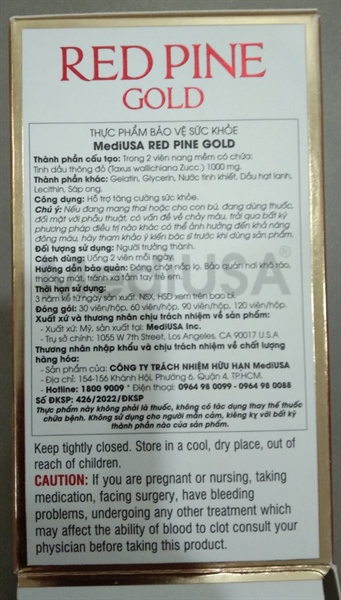 Red Pine Gold (Tinh dầu thông đỏ) (Hộp 5 vỉ x 6 viên) - Mỹ 2