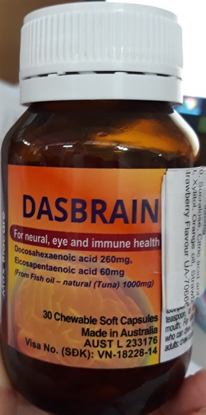 Dasbrain (Hỗ trợ các chức năng não bộ...) (Lọ*30viên) - Australia