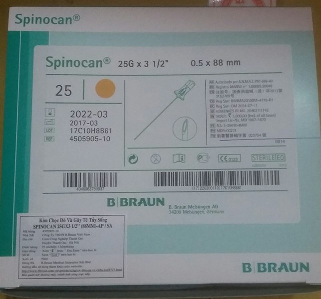 Kim gây tê Spinocan G25 (H*25cái) - B.Brawn (Mã: 4505905)