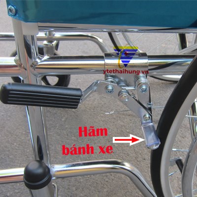 Xe lăn vải kẻ, mạ crom có phanh X79J - China 3