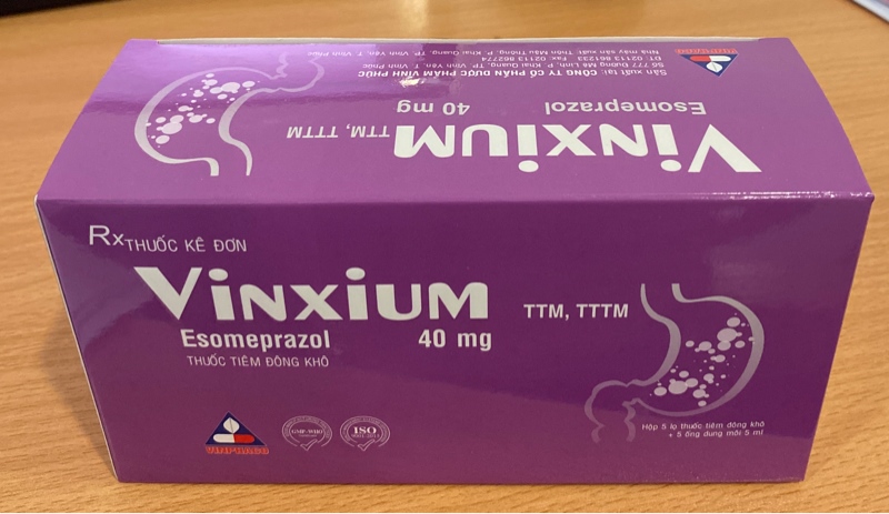 Vinxium - Esomeprazol 40mg (Hộp 5 lọ + 5 ống dung môi 5 ml) - Vĩnh Phúc