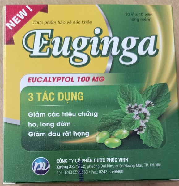 Euginga new hỗ trợ giảm ho (Eucalyptol 100mg) (H*10vỉ*10viên) - Phúc Vinh