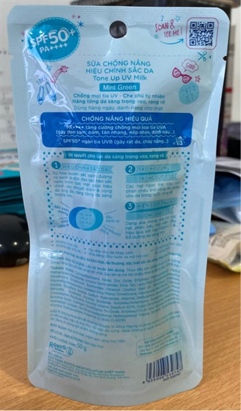 Sữa chống nắng hiệu chỉnh sắc da Sunplay 50g (Skin aqua Tone Up UV Milk Mint Green) - Rohto 2