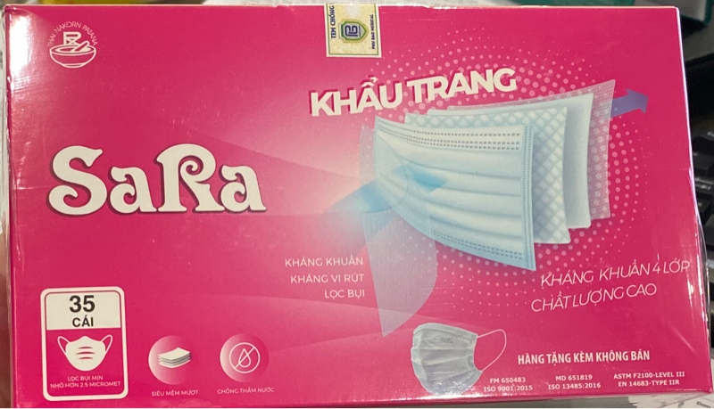 Khẩu trang Sara (Hộp 35 cái) - Thai Nakorn