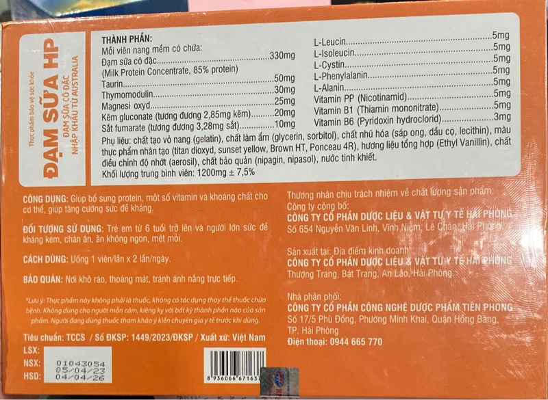 Đạm sữa HP (Hộp 10 vỉ x 6 viên) - VTYT Hải Phòng 2