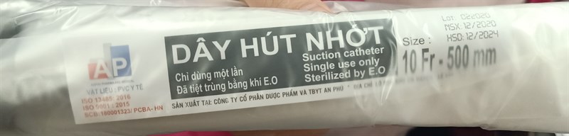 Dây hút nhớt số 6,10 (Size: 6,10 Fr - 500mm) - An Phú
