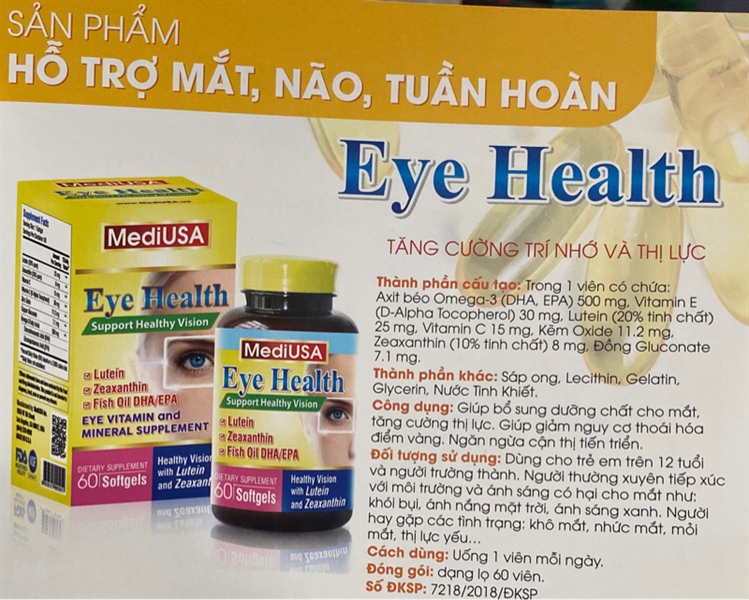 Eye Health (Tăng cường trí nhớ và thị lực) (Lọ 60 viên) - MediUSA