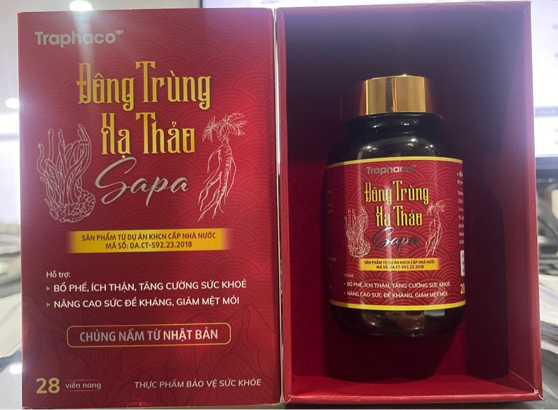 Viên đông trùng hạ thảo Sapa (Hỗ trợ bổ phế, ích thận, sức đề kháng) ( Lọ*28 viên nang) - Traphaco 2