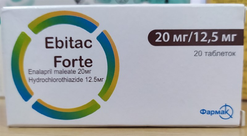 Ebitac forte 20mg/12,5mg (Tăng huyết áp) (H*2vỉ*10viên) - Ukraina