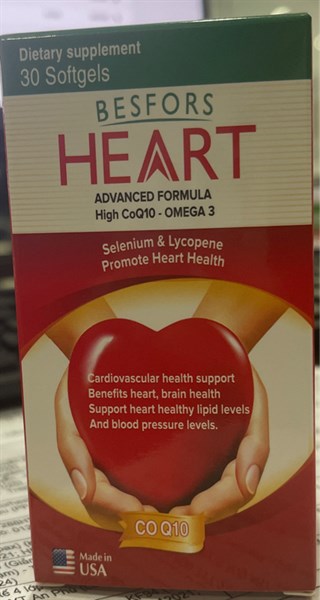 Besforsheart - Hỗ trợ giảm lipid máu,giảm nguy cơ huyết áp cao, tốt cho tim mạch(Lọ*30viên) - Nam Thái Hoa