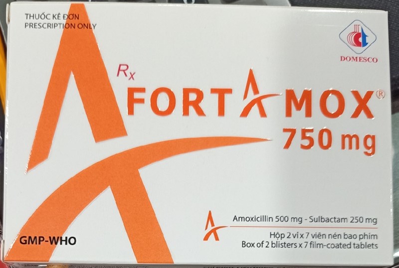 FORTAMOX 750mg (Amoxycilin 500mg + Sulbactam 250mg) (H*2vỉ*7viên) - Domesco
