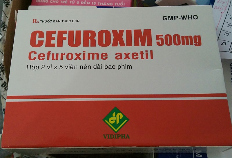 Cefuroxim 500mg (Cefuroxim axetil) Vidipha kháng sinh điều trị nhiễm khuẩn (Hộp 2vỉ x 5 viên)