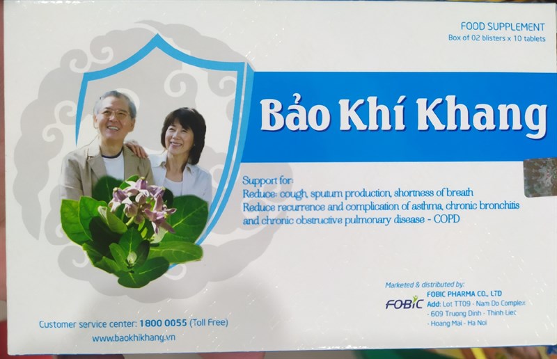 Viên nén Bảo khí khang Fobic Hỗ trợ giảm đờm, ho, khó thở Hộp 2 vỉ x 10 viên